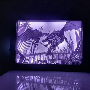 Dragon Light box Svg, Paper Cut Template Light Box, SVG Digital Download Files, Shadow Box SVG Digital Download Files, Cricut