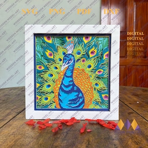 3D PEACOCK SVG - scatola delle ombre PAVONE - per cricut - per silhouette