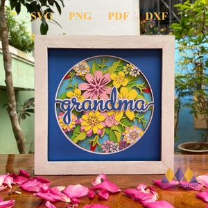 3D Grandma SVG - 3D Mom Light Box - 3D Best Mom Ever SVG - Mother's Shadowbox svg - Mom for Cricut - for Silhouette - Mother's Day Layered.