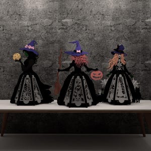 Witch Lantern SVG Laser Cut Files: Halloween Table Lamp, Tealight Holder (Digital Download)