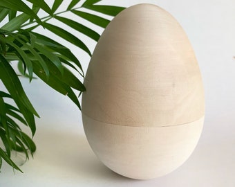 Hollow Wooden Egg, Easter Eggs Toy, Easter Basket Stuffers Wood Gift Unpainted 6 inches