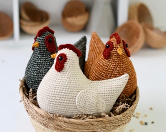 Crochet chicken, Crochet Easter Decor Pattern, Amigurumi Chicken, Amigurumi Crochet Pattern