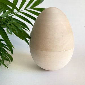 Hollow Wooden Egg, Easter Eggs Toy, Easter Basket Stuffers Wood Gift Unpainted 6 inches