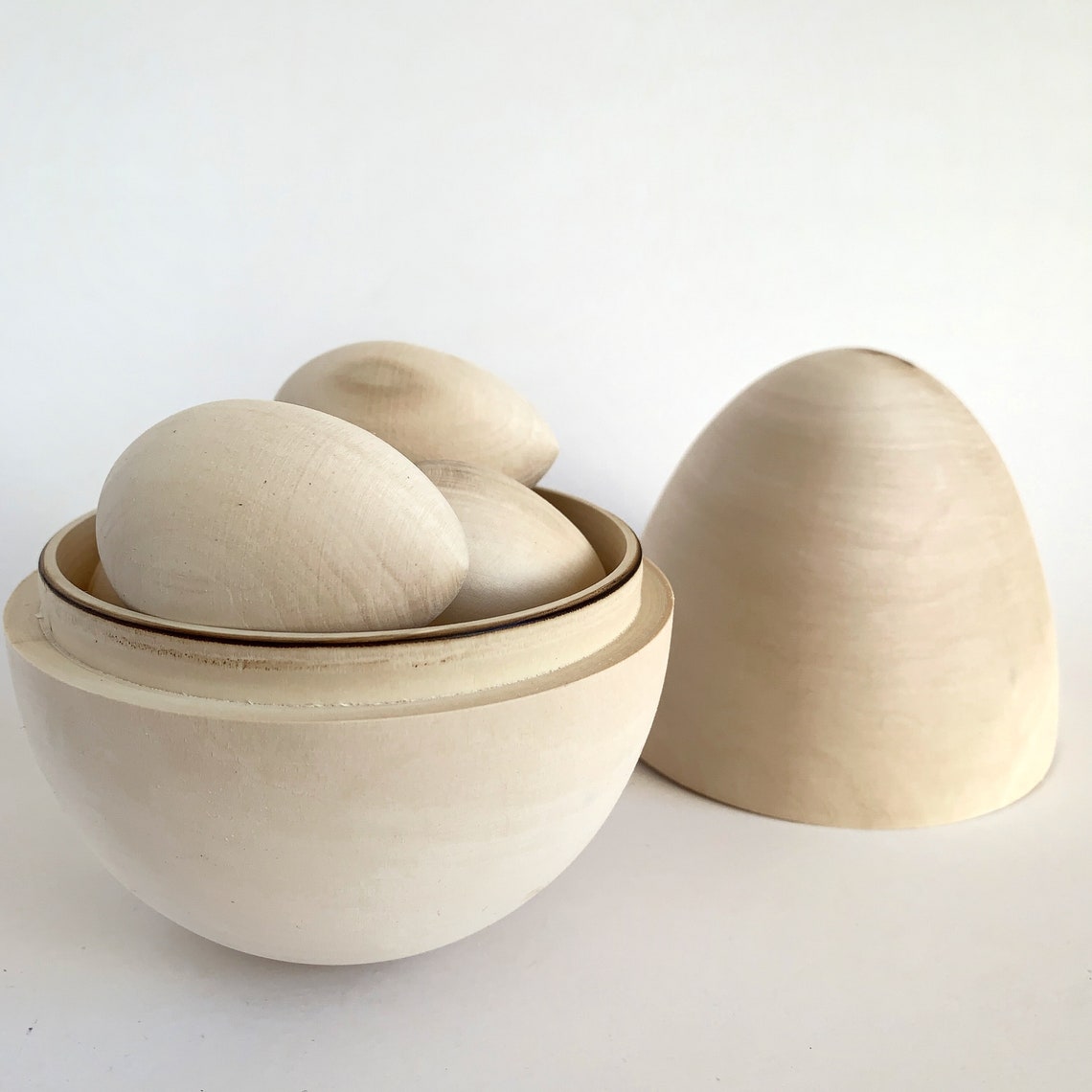 Hollow Wooden Egg with 6 small eggs Easter Eggs Toy Wood Etsy