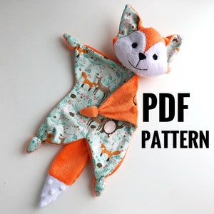 Fox lovey pdf pattern, baby lovey sewing pattern, baby comforter pdf pattern, sewing pattern for baby lovies