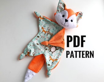 Fox lovey pdf pattern, baby lovey sewing pattern, baby comforter pdf pattern, sewing pattern for baby lovies