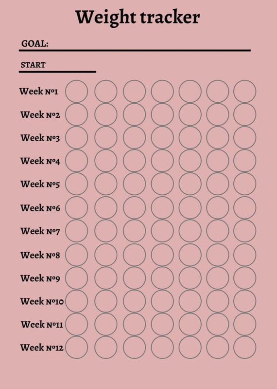 Fitness Tracker Weight Loss Tracker Printable Weight Log Printable Planner Simple Planner Instant Download Etsy