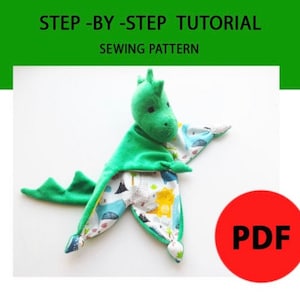 Dino lovey pdf pattern, baby lovey sewing pattern, baby comforter pdf pattern, sewing pattern for baby lovies, dino pattern
