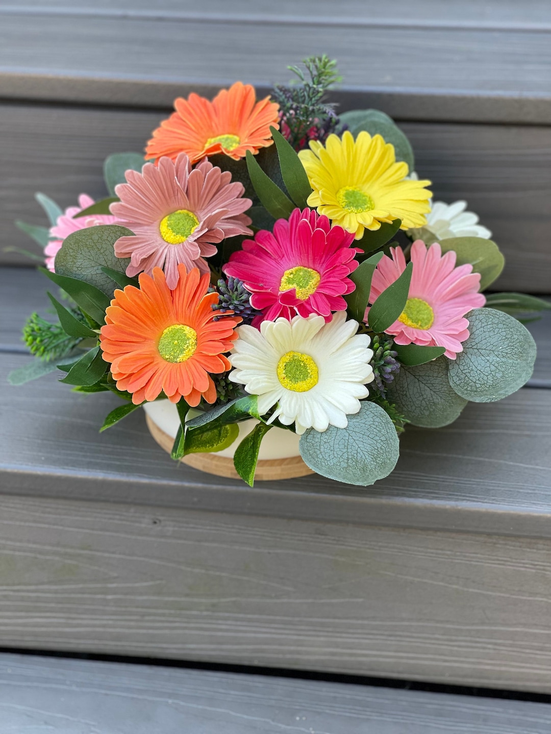 ARTIFICIAL FLOWER CENTERPIECE, Gerber Daisy, Home Decor, Floral