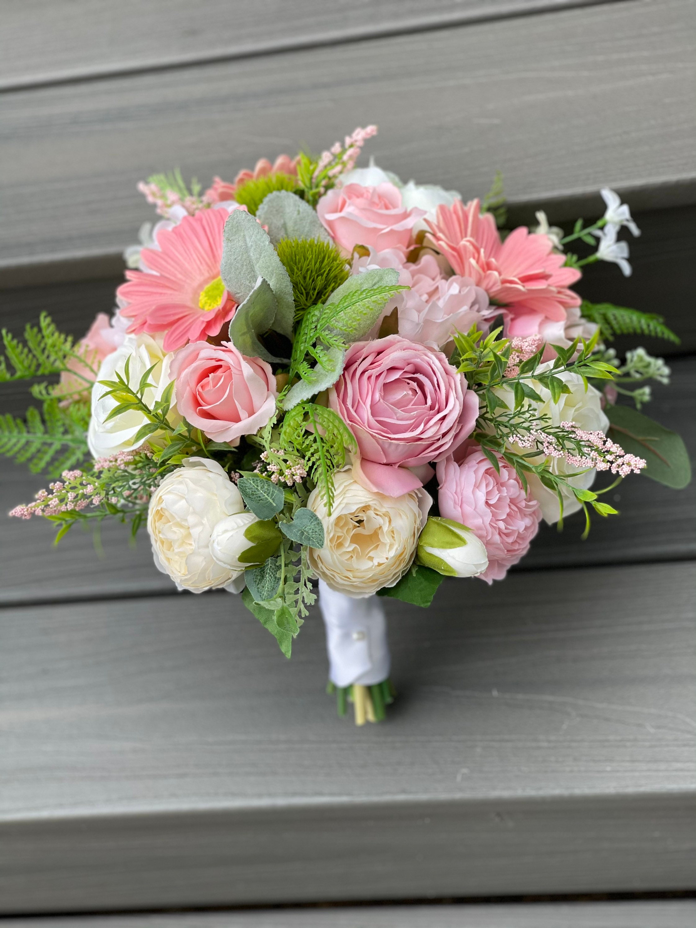 ARTIFICIAL BRIDAL BOUQUET clutch style silk bouquet pink Etsy