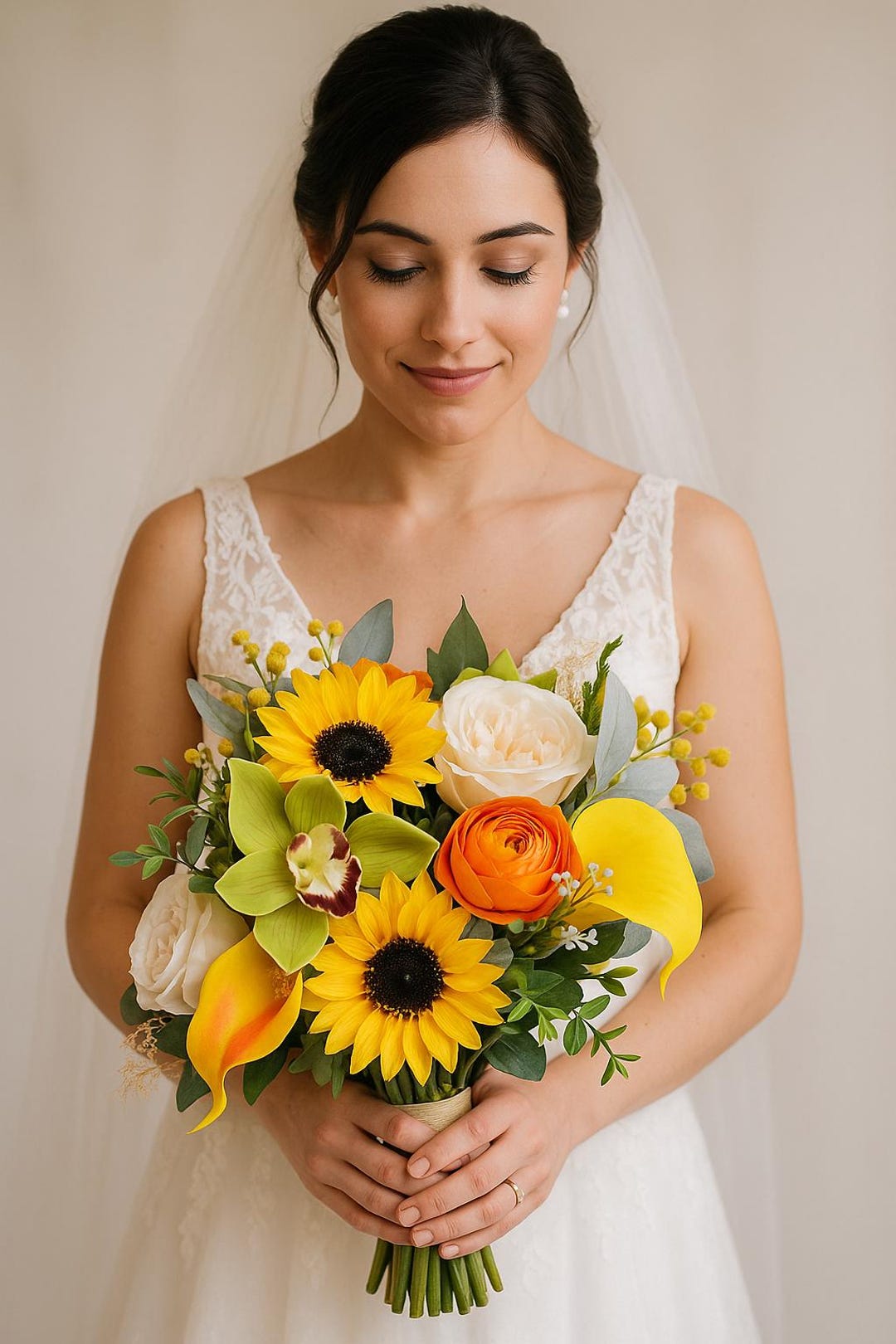 Artificial Sunflower Bridal Bouquet: Silk Fall Wedding Flowers - Etsy