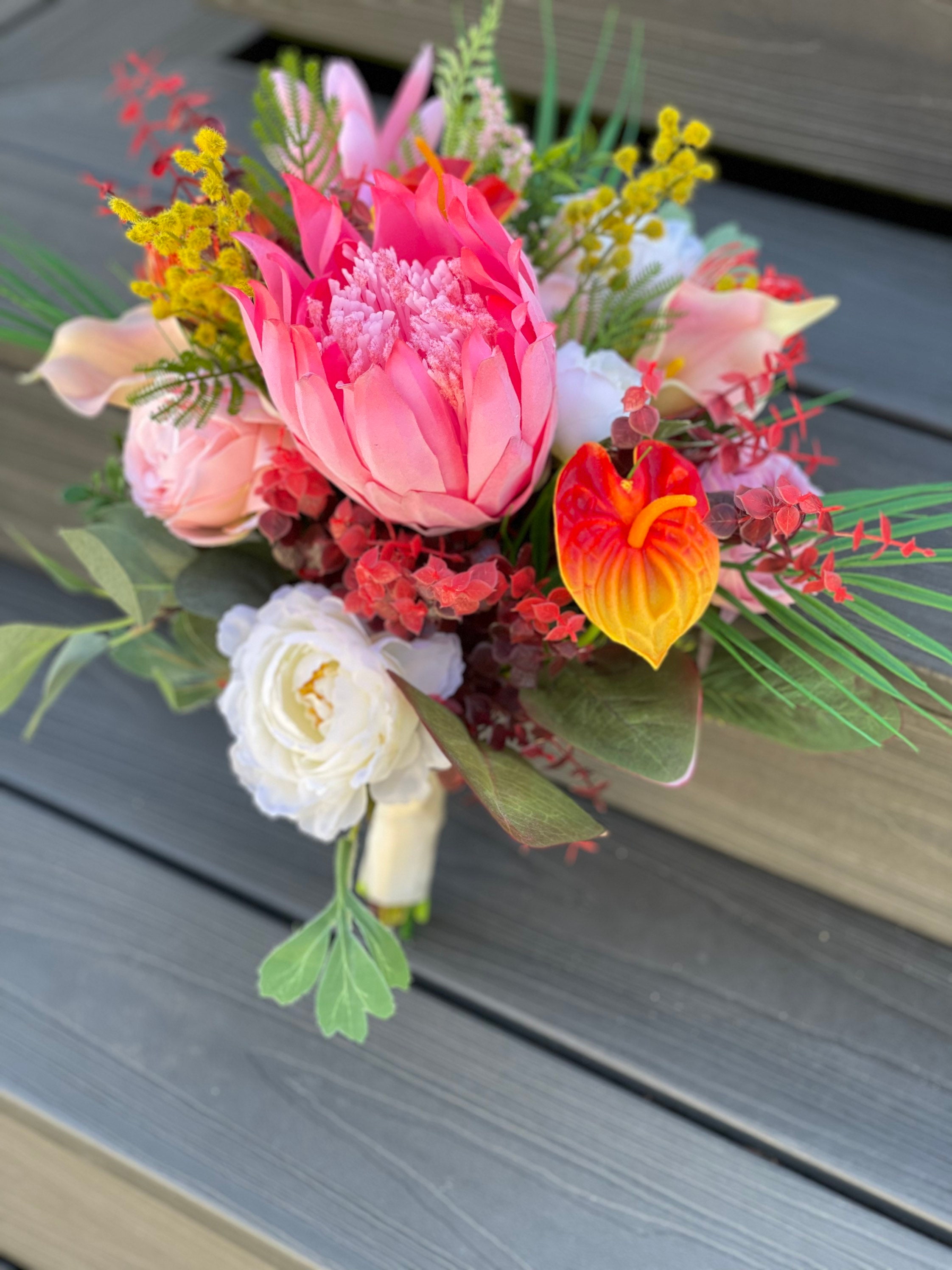 ARTIFICIAL BRIDAL BOUQUET Tropical Flowers Ginger Etsy