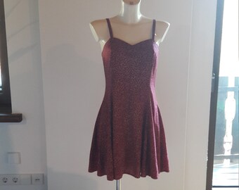 90s bordeaux tiny floral print skater babydoll dress