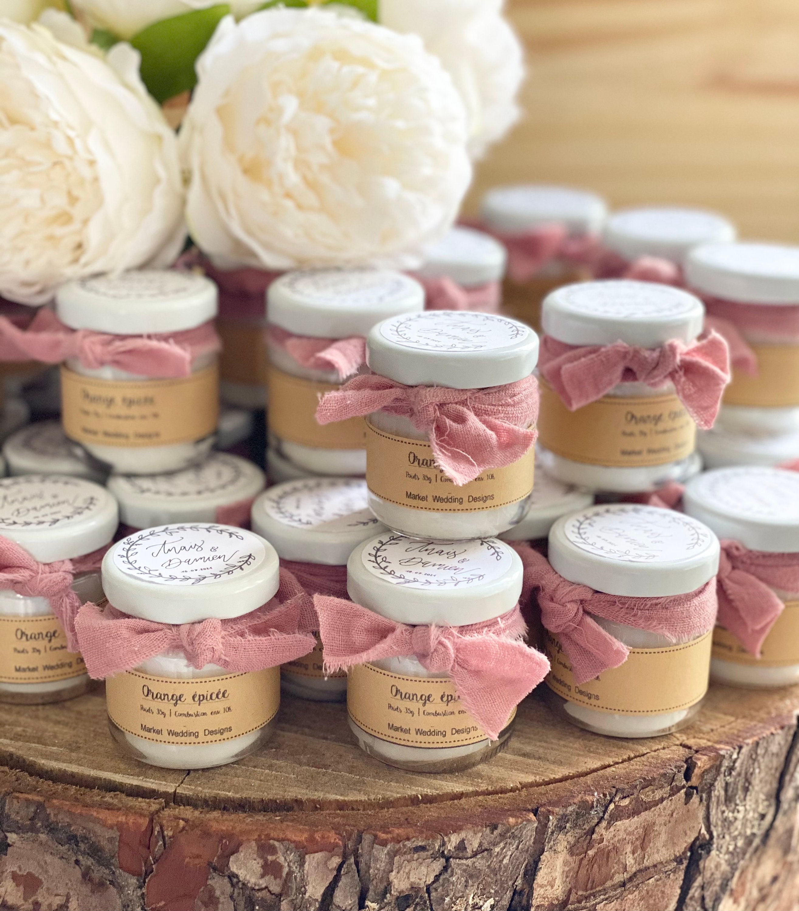 Bougie Cadeau Invité, Bougie Parfumée, Décorée | Facultatif, Personnalisée. Végétale. Parfum Françai