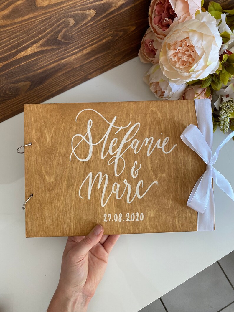 Livre D'Or Baby Shower HOUÍSM Arc-en-Ciel 3D - Album Souvenir En Bois Pour Fête Prénatale