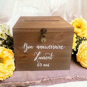 Urne, Urne anniversaire, Cagnotte anniversaire, Boîte urne, Urne personnalisée, Urne en bois massif, Urne rustique, Birthday, urne originale