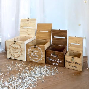 Urne mariage, Boîte urne, Urne en bois massif, Urne originale, Urne personnalisée, Urne baptême, Urne anniversaire, Boîte cagnotte mariage