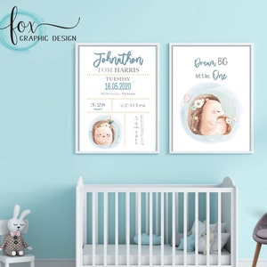 Birth Stat, personalised baby print, rabbit print wall art, printable wall decor, nursery print, nursery art, Birth details, New Born Print