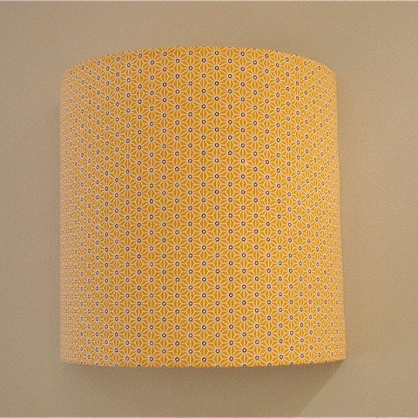 Half-cylindrical wall lamp, light, wall lamp, yellow hoshi fabric, Japanese fabrics, 3 sizes