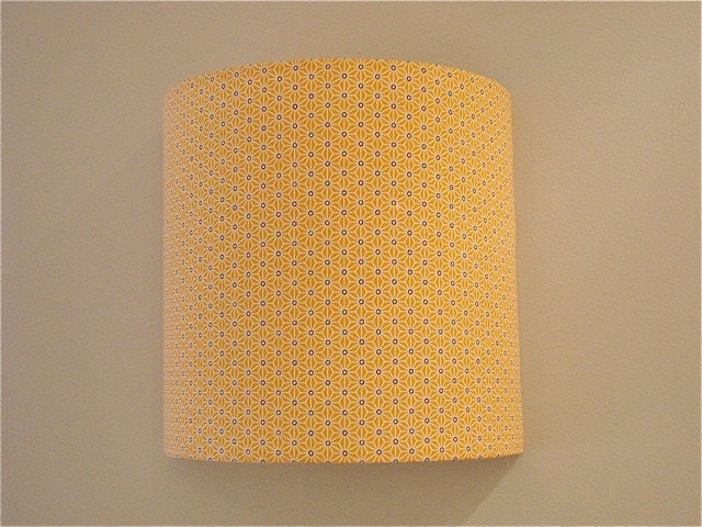 Applique Demi Cylindrique, Luminaire, Applique Murale, Tissu Hoshi Jaune, Tissus Japonais, 3 Tailles