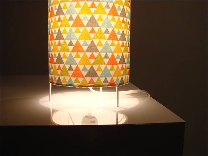 yellow fabric triangles height 27cm Scandinavian green spirit blue gray orange lamp cylindrical tube diameter 12cm Lighting
