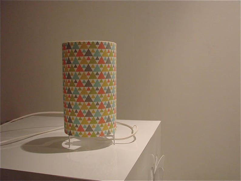 yellow fabric triangles height 27cm Scandinavian green spirit blue gray orange lamp cylindrical tube diameter 12cm Lighting