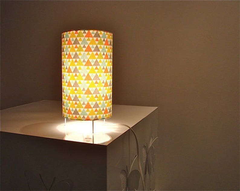 yellow fabric triangles height 27cm Scandinavian green spirit blue gray orange lamp cylindrical tube diameter 12cm Lighting