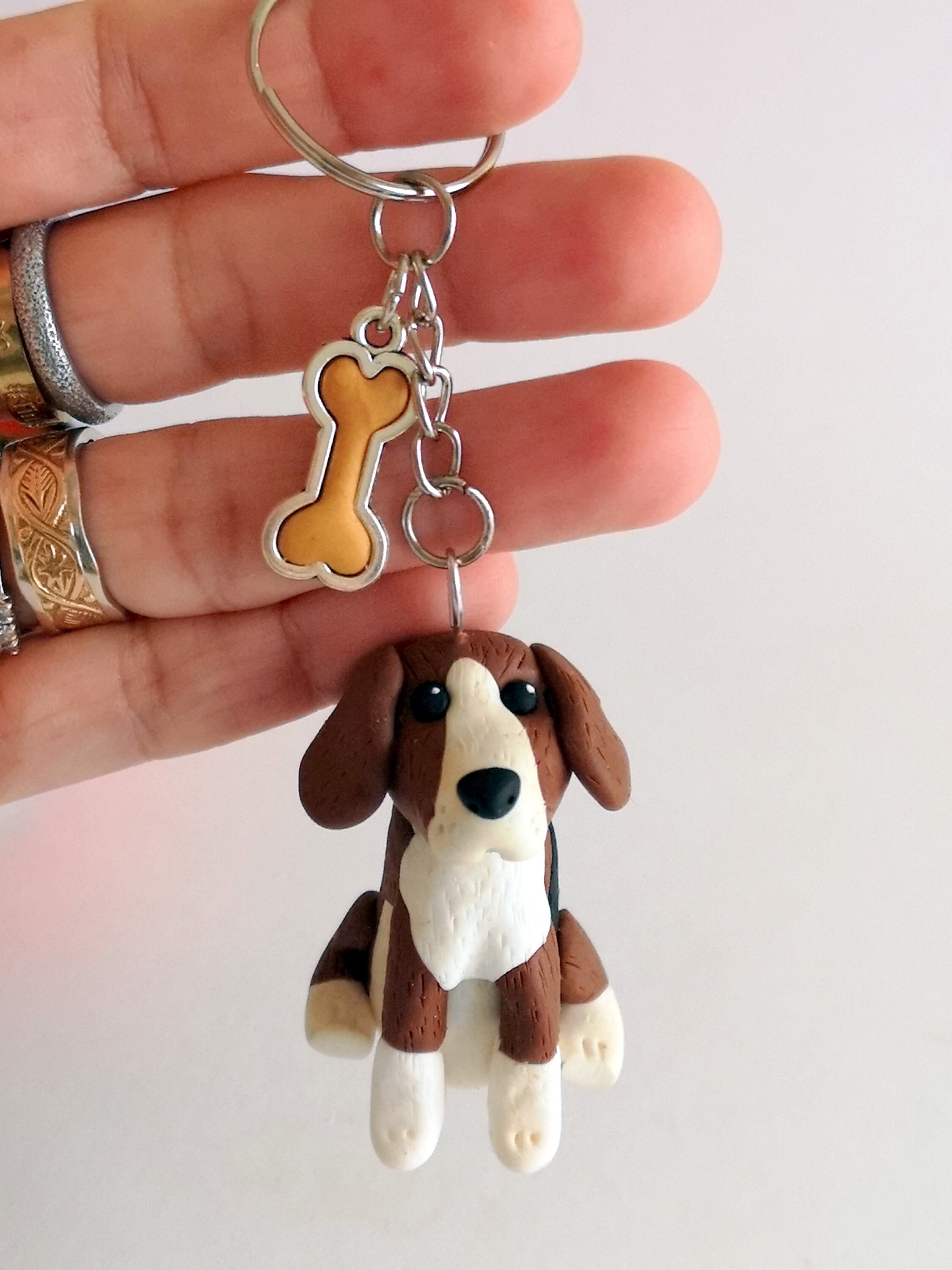 Beagle Dog Keychain Beagle Figurine Personalized With Name Etsy