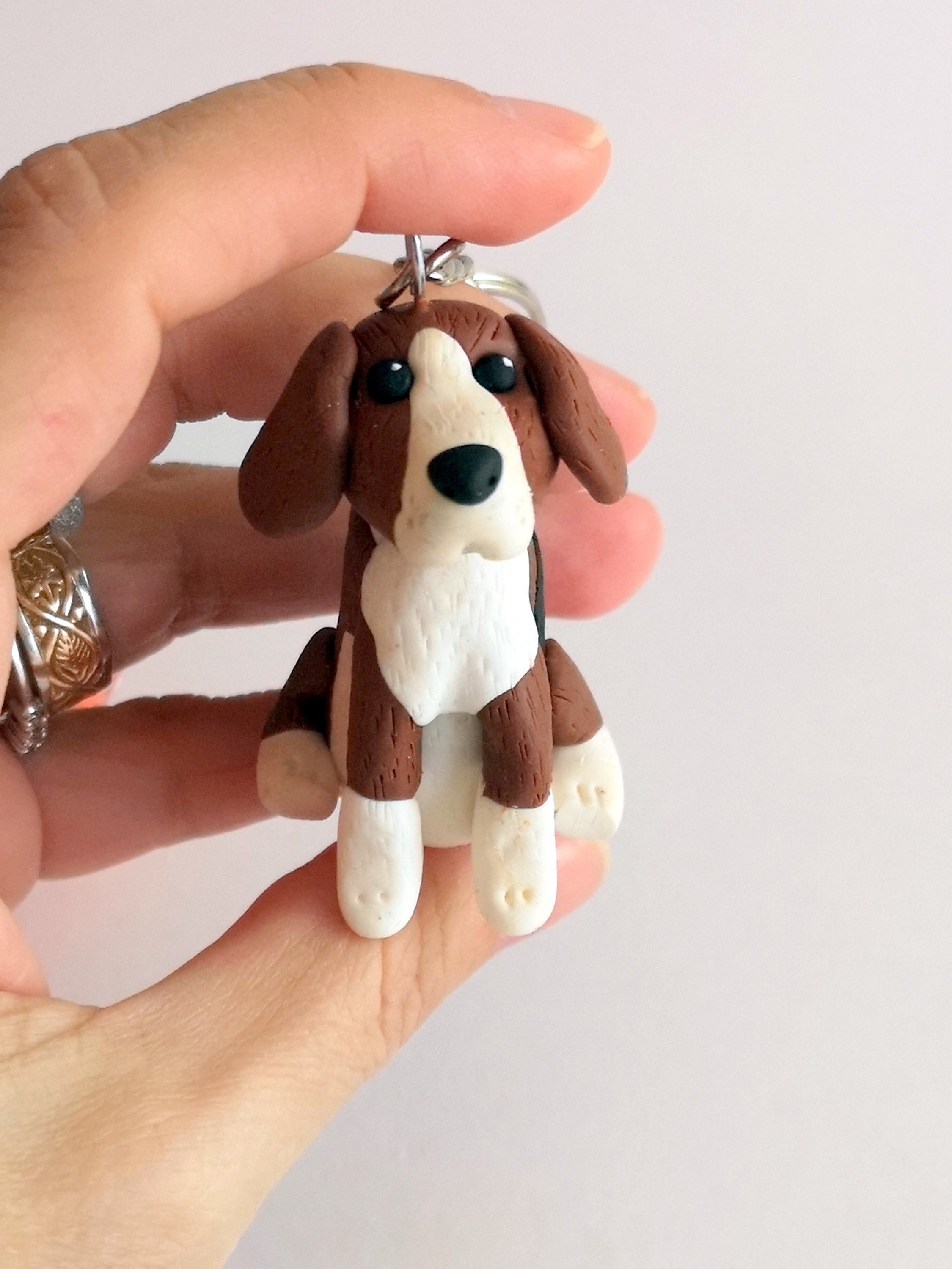 Beagle Dog Keychain Beagle Figurine Personalized With Name Etsy