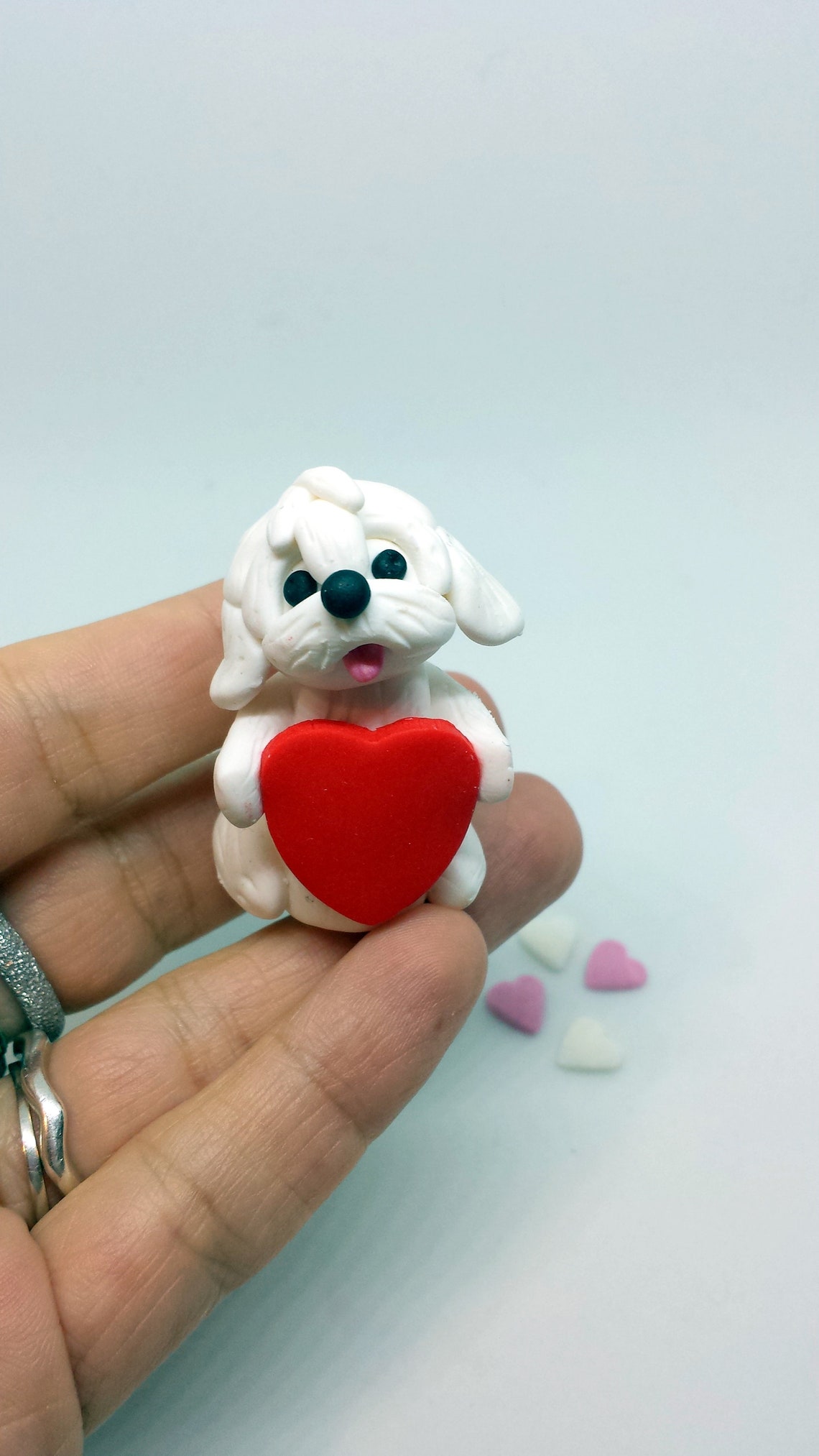 Maltese Dog decor in polymer clay perfect as Valentines Gift Etsy