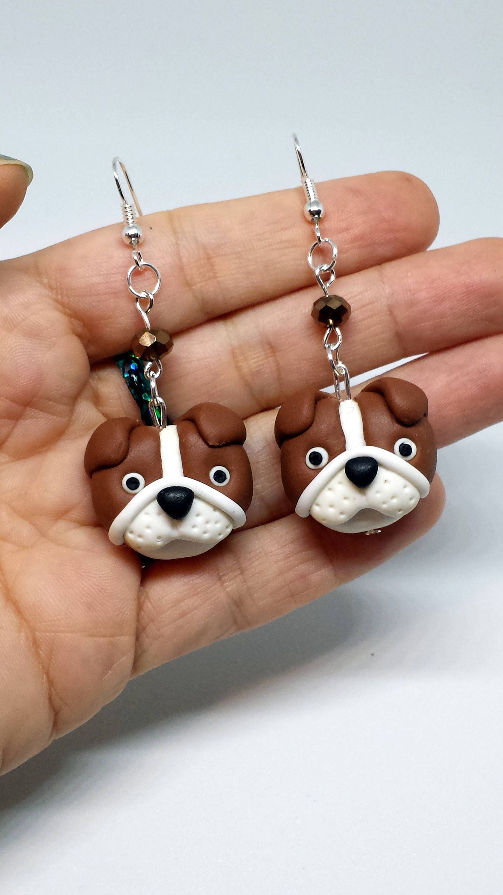 English Bulldog earrings in polymer clay pet jewelry for a Etsy