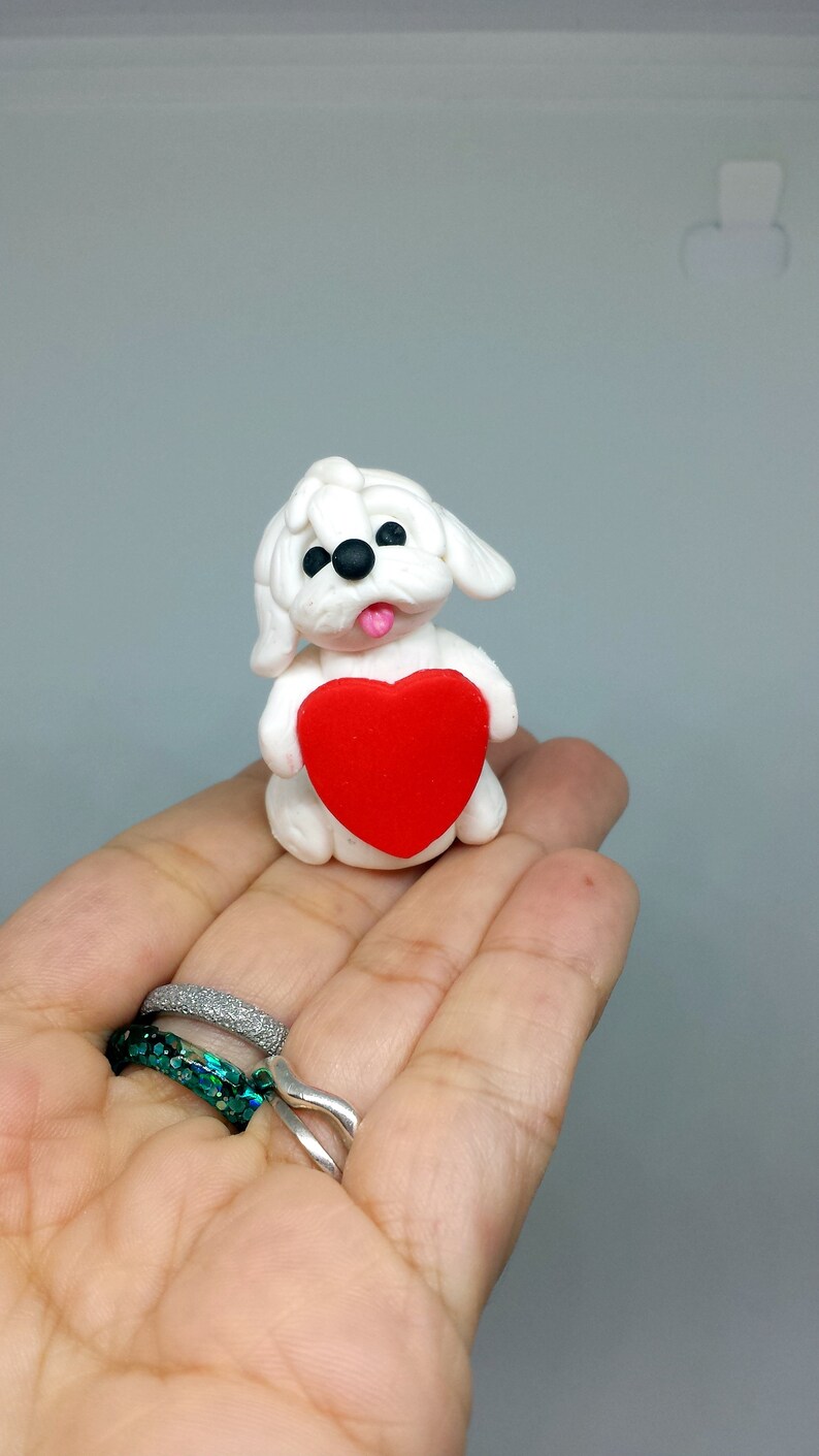 Maltese Dog decor in polymer clay perfect as Valentines Gift Etsy