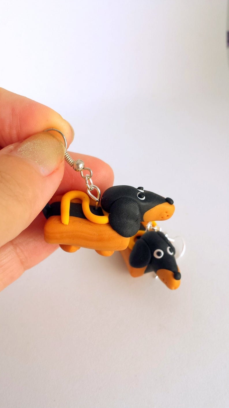 Sausage Dog Earrings in Polymer Clay Dachshund Earrings for a Etsy