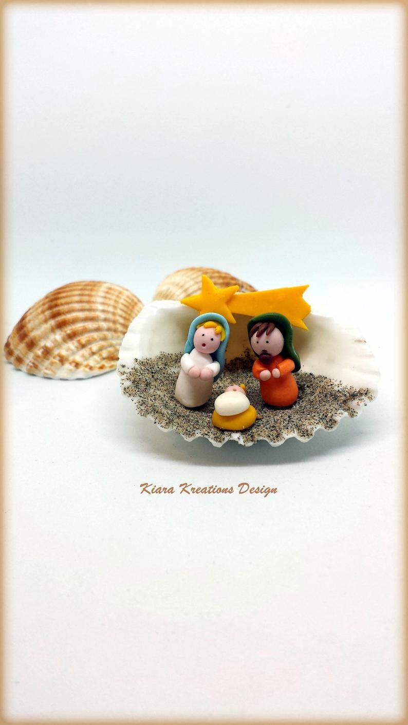Handmade Nativity scene in a coconut shell christmas manger Etsy