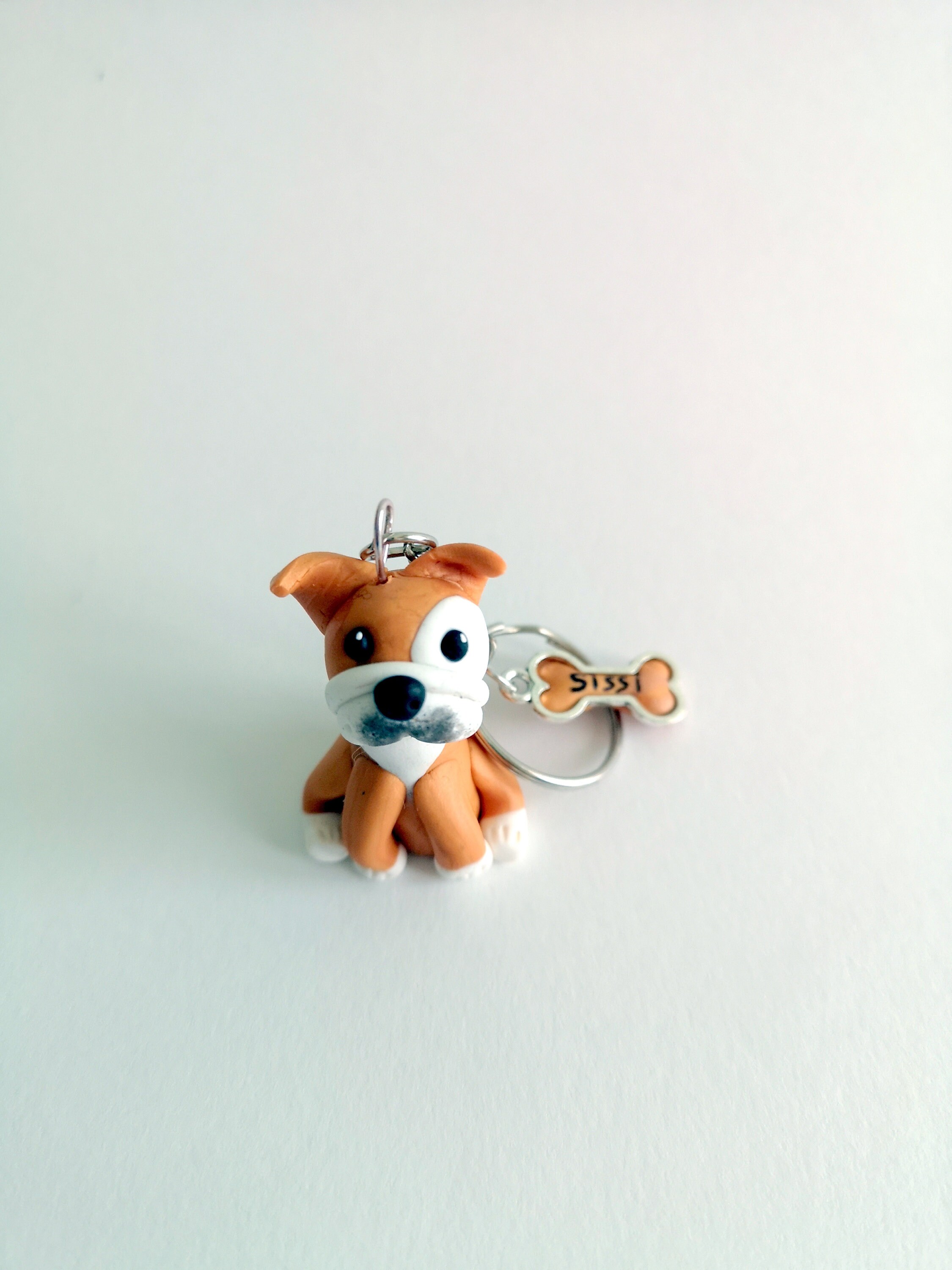English Bulldog keychain in polymer clay bulldog miniature Etsy