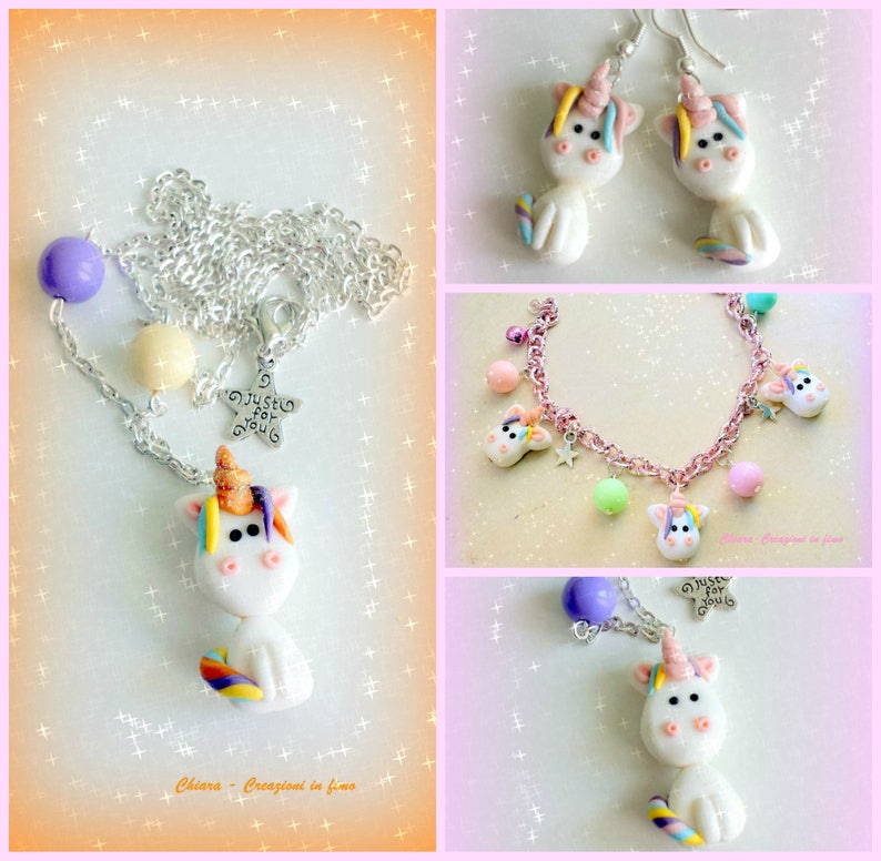 Unicorn split earrings in polymer clay unicorn stud earrings Etsy