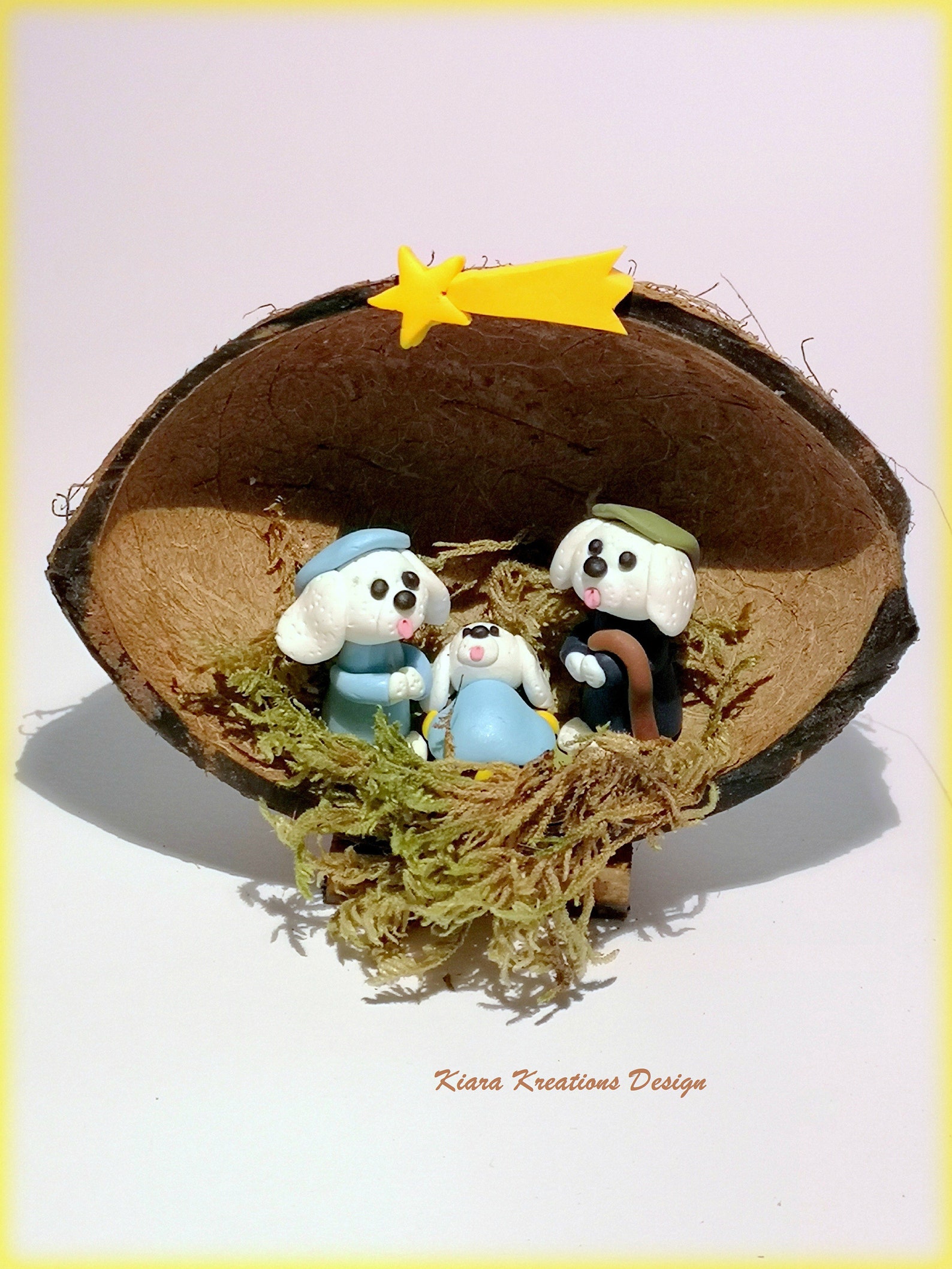 Bichon Frise Dog Nativity Set in a Coconut Shell Nativity Etsy