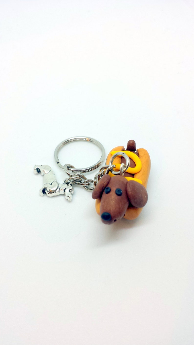 Sausage Dog Keychain in Polymer Clay Dachshund Keychain as a Etsy