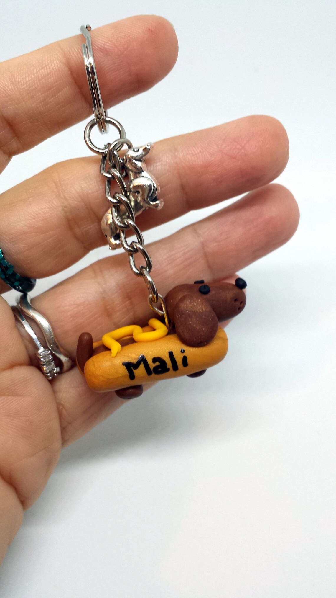 Sausage Dog Keychain in Polymer Clay Dachshund Keychain as a Etsy