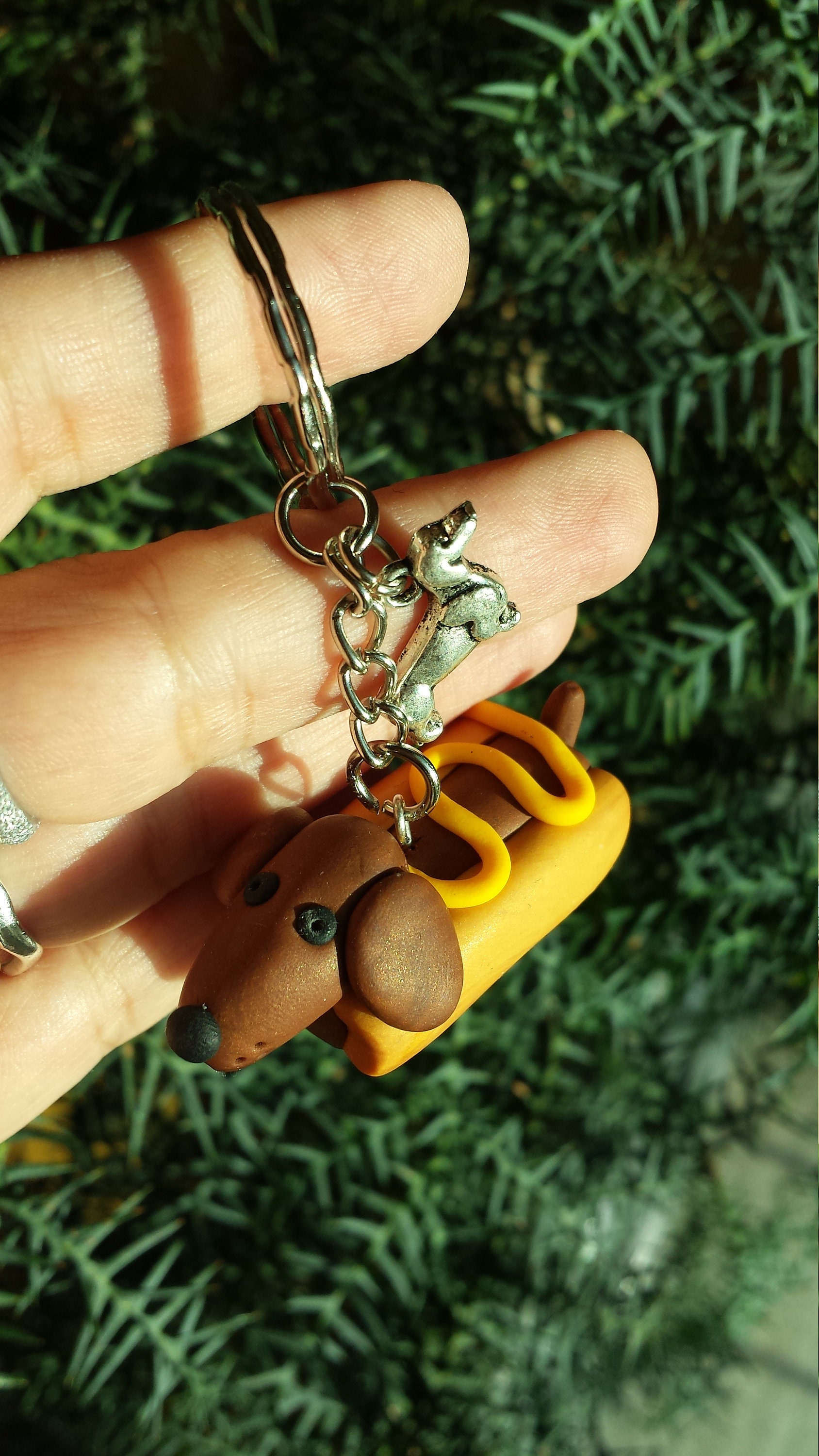 Sausage Dog Keychain in Polymer Clay Dachshund Keychain as a Etsy