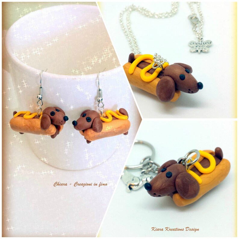 Sausage Dog Keychain in Polymer Clay Dachshund Keychain as a Etsy