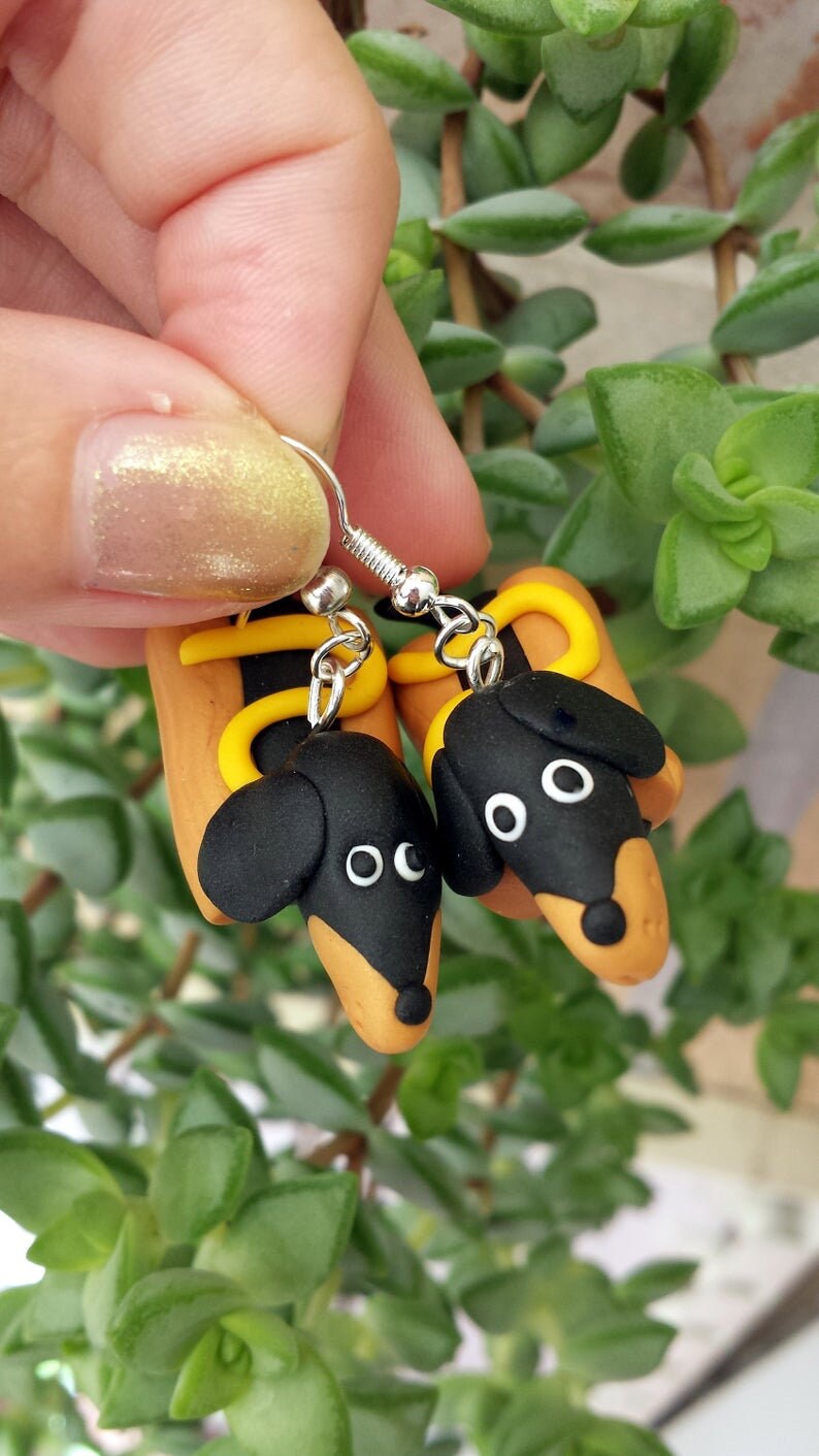 Sausage Dog Earrings in Polymer Clay Dachshund Earrings for a Etsy