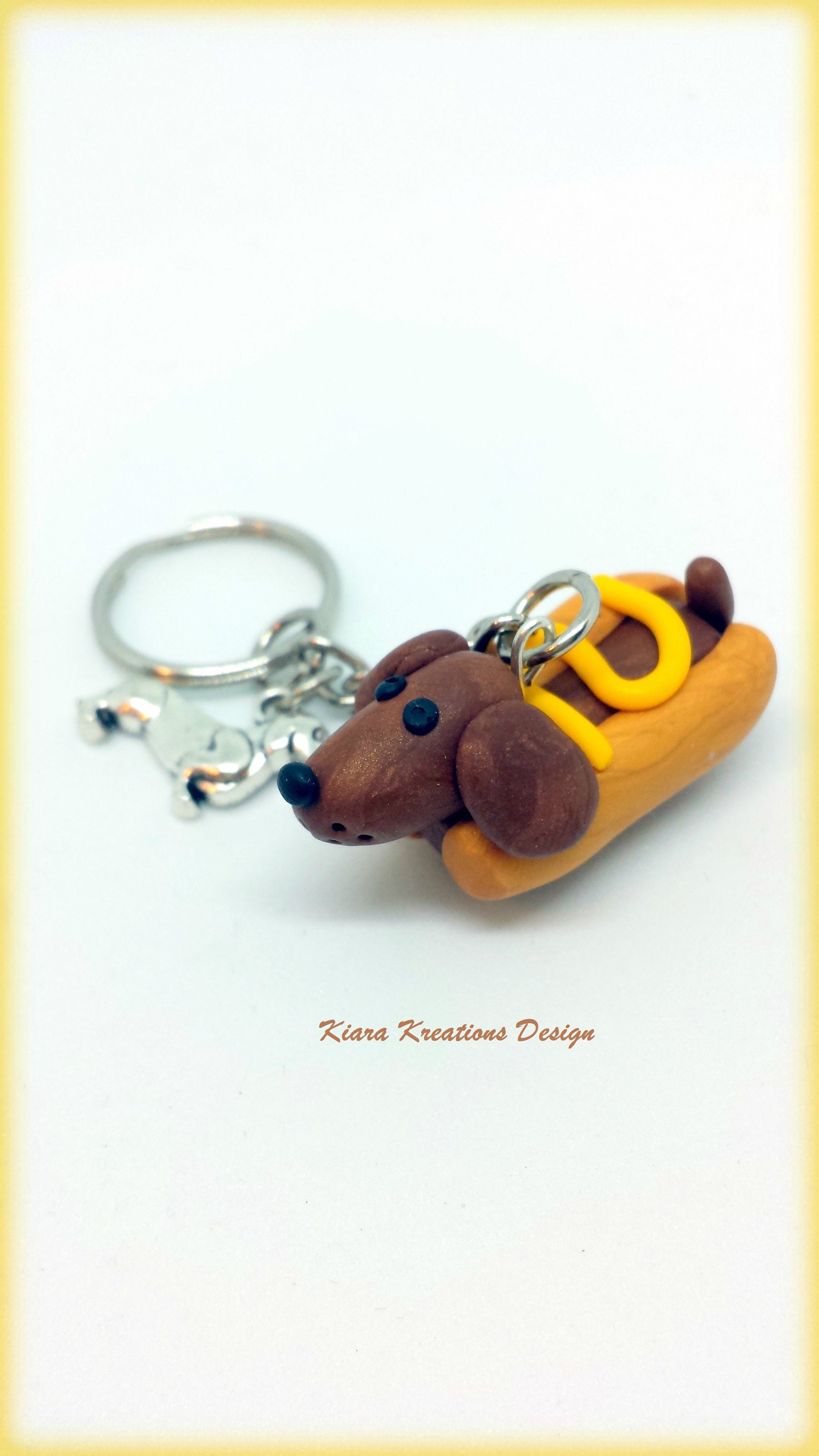 Sausage Dog Keychain in Polymer Clay Dachshund Keychain as a Etsy