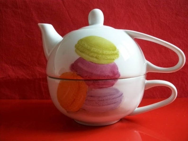 teapot called selfish decorated with Macaroons Limoges porcelain teapot painted by hand Teapot tea pot