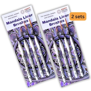 Mandala Liner Pinsel für Dot Mandala Art - 2 Sets - 4-teiliges Liner Pinsel Set - perfekt für Swipes und Swooshes - Dot Art Werkzeug unverzichtbar