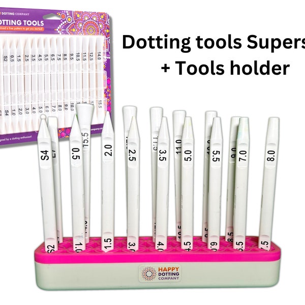 Dotting tools for painting mandalas - Happy Dotting Company - with tools holder, for mandala dot art - Stylus - Ellipse Tool