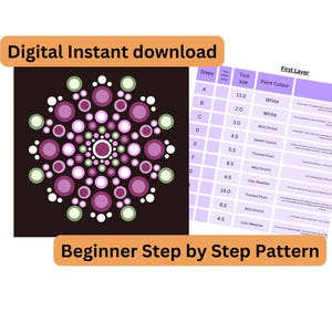 Beginners basic Mandala Dot Art Pattern #101 - Happy Dotting Company - step by step