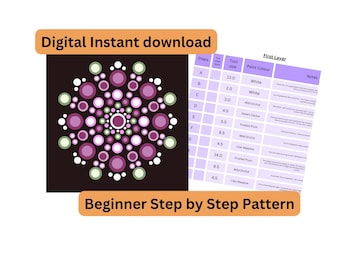 Beginners basic Mandala Dot Art Pattern #101 - Happy Dotting Company - step by step