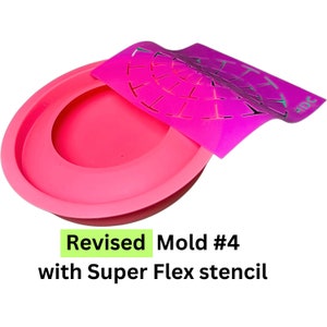 Art Stone Mold 4 with Large Super Flex silicone stencil, Rock mould, Mandala template Happy Dotting Company image 1