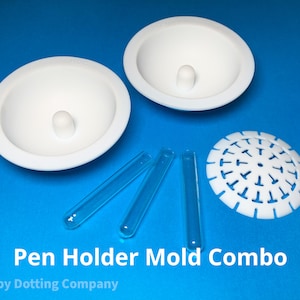 Combo set - Pen Holder Molds -  includes 2 silicone pen holder molds 3 glass test tubes and 1 dome template #3 Happy Dotting Company